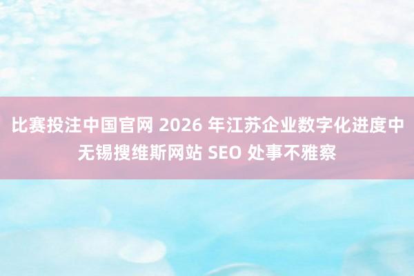比赛投注中国官网 2026 年江苏企业数字化进度中无锡搜维斯网站 SEO 处事不雅察