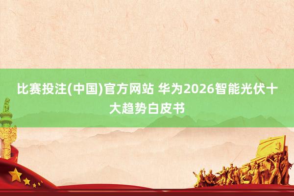 比赛投注(中国)官方网站 华为2026智能光伏十大趋势白皮书