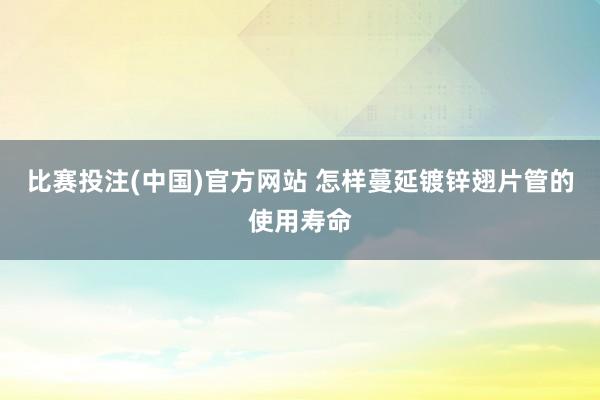 比赛投注(中国)官方网站 怎样蔓延镀锌翅片管的使用寿命