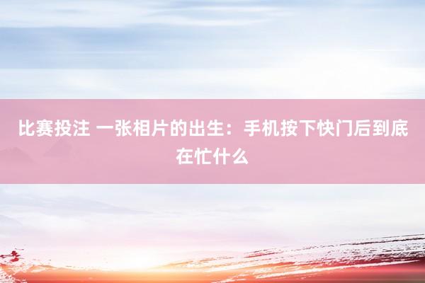 比赛投注 一张相片的出生：手机按下快门后到底在忙什么
