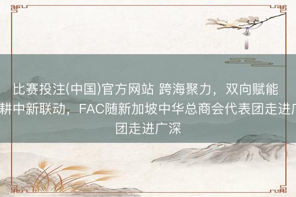 比赛投注(中国)官方网站 跨海聚力，双向赋能 | 深耕中新联动，FAC随新加坡中华总商会代表团走进广深